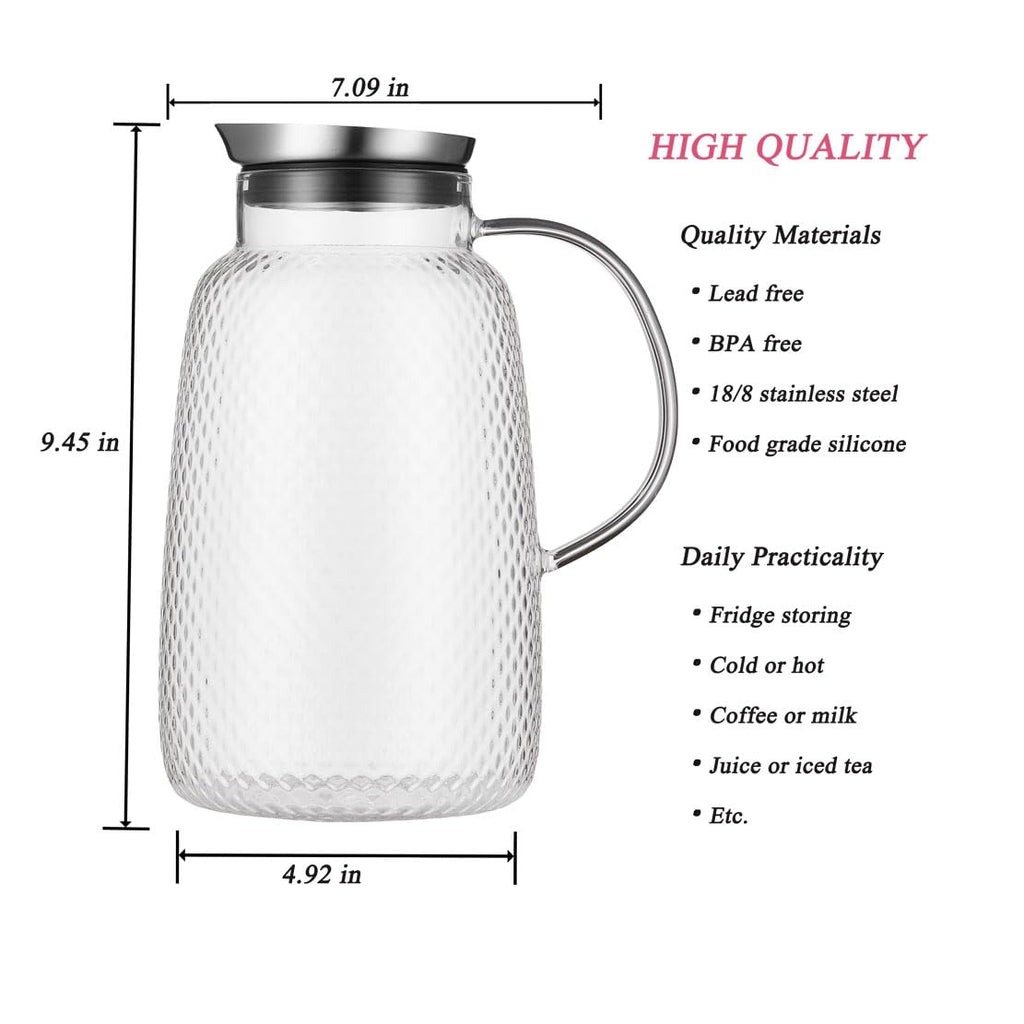Purefold Pineapple Series 78 Oz Borosilicate Glass Pitcher with Lid (Clear)