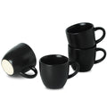 HASENSE 3 OZ Espresso Cups, Ceramic Demitasse Cups Set of 4 for Double shot, Stackable Coffee Cups with Handle for Espresso, Ristretto, Cappuccino, Coffee Mugs for Home and Office, Black