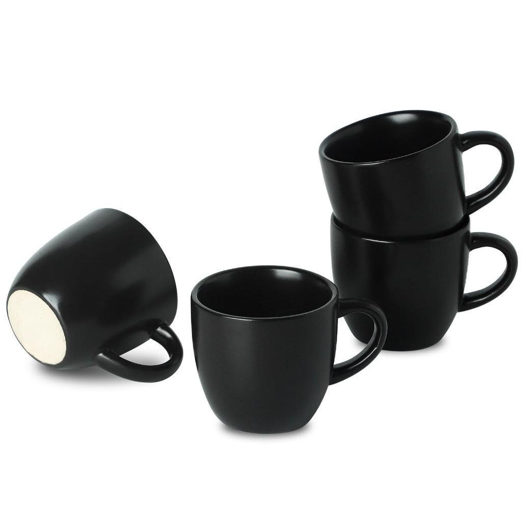HASENSE 3 OZ Espresso Cups, Ceramic Demitasse Cups Set of 4 for Double shot, Stackable Coffee Cups with Handle for Espresso, Ristretto, Cappuccino, Coffee Mugs for Home and Office, Black