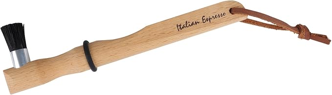 Redecker Espresso Maker Brush – 90° Angled Pig Bristle Head for Deep Cleaning Coffee Machines, Oiled Beechwood Handle with Silicone Ring for Heat Protection