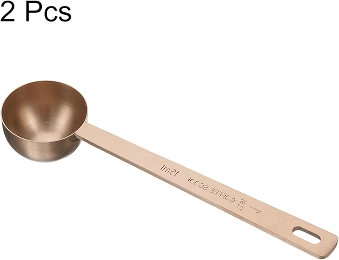 HARFINGTON 2pcs Coffee Scoop Spoon 1tbsp (3tsp, 15ml) 304 Stainless Steel Long Handle Teaspoon/Tablespoon Measuring Spoons Scoops for Tea Sugar Kitchen, Rose Gold