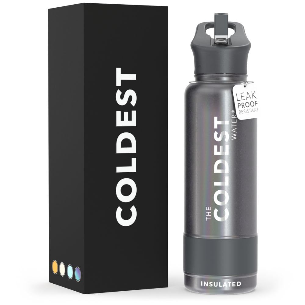 Coldest Insulated Water Bottle with Straw Lid - Stainless Steel Metal Insulated Bottle for Men & Women (Stardust Glitter, 40 oz)