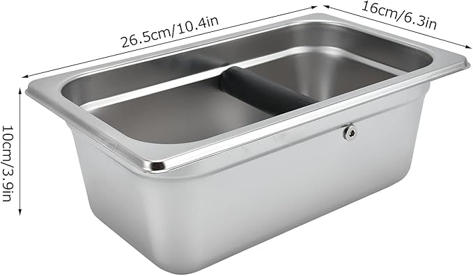 Yosoo Coffee Knock Box, Large Coffee Knock Box Stainless Steel Coffee Grounds Container Bucket Waste Bin(01)