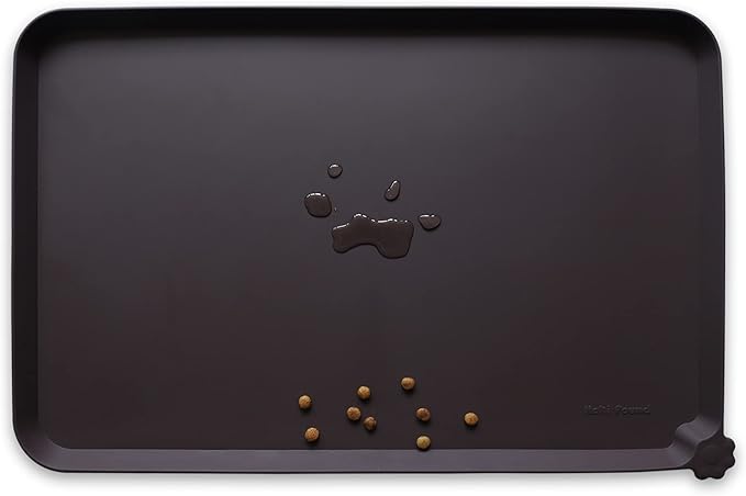 Hoki Found XX-Large Silicone Pet Feeding Mats - Non Slip Cat Dog Bowl Mats - Waterproof for Carpet - Dark Olive — 24" x 16"
