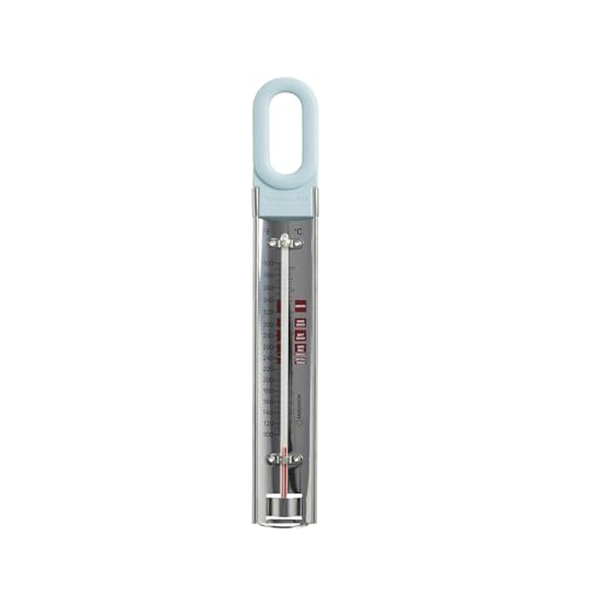 KitchenAid KQ907MW Curved Candy, Deep Fry and Craft Thermometer, Adjustable Silicone Coated Pan Clip, Mineral Water Handle