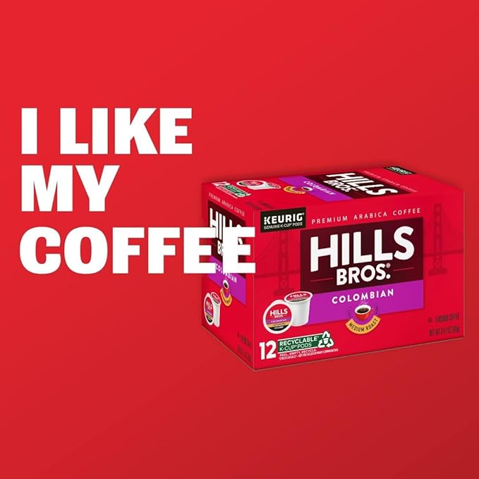 Hills Bros. Colombian Blend Keurig K-Cup Pods for Keurig Brewers – Medium Roast Premium Arabica Blend, Kosher – 2 Pack of 12 Single Serve Pods