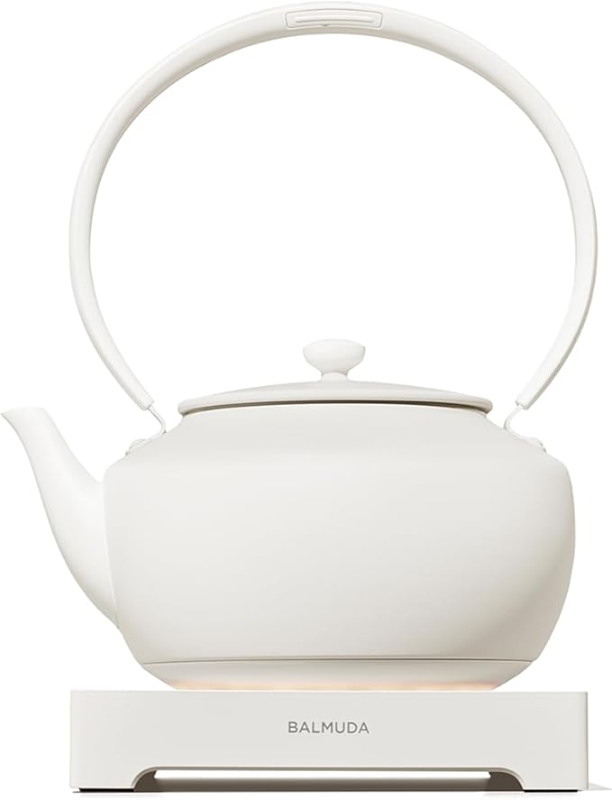 BALMUDA MoonKettle | Electric Kettle with Temp Control (122°F - 212°F) | HOLD & Keep Warm | 900ml (30 fl oz) | Soothing Ambient Light & Sound | Precision Pour Spout | White