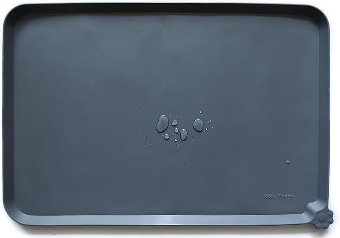 Hoki Found XX-Large Silicone Pet Feeding Mats - Non Slip Cat Dog Bowl Mats - Waterproof for Carpet - Dark Olive — 24" x 16"