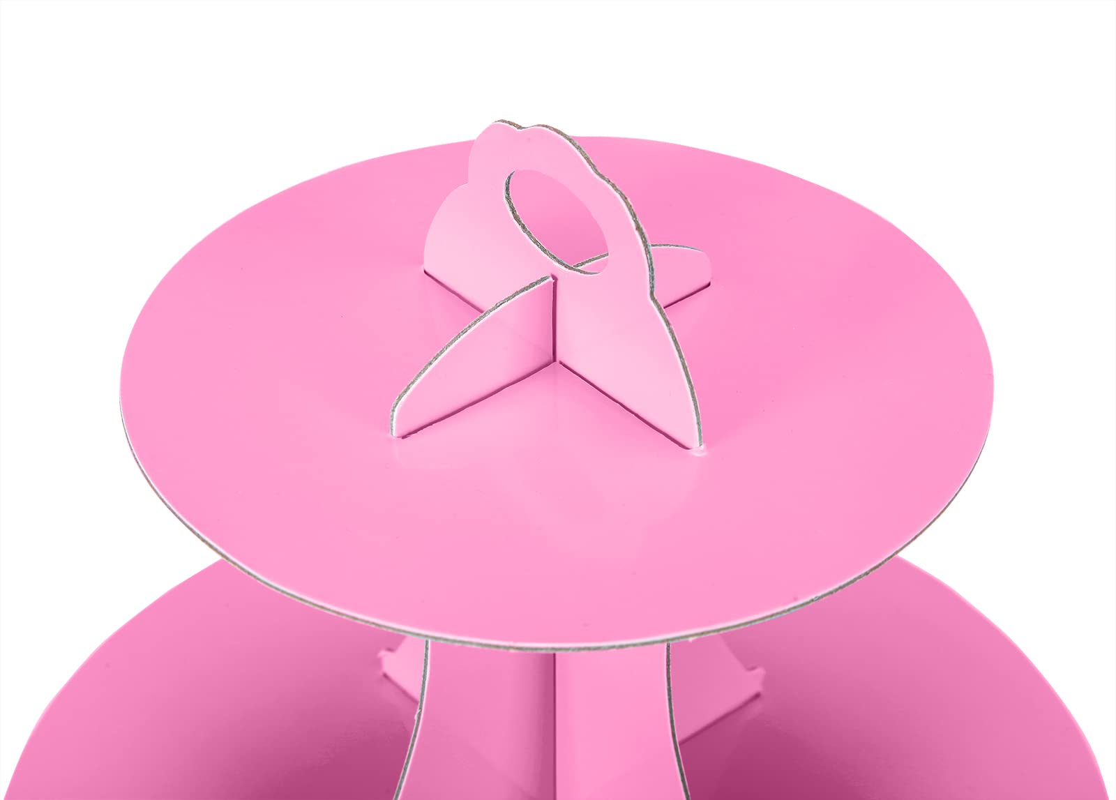 YLDW Cupcake Stand 2Pcs, 3-Tier Cupcake Stand Display, Cardboard Cup Cake Tower Stand, Disposable Dessert Stand for Birthday Tea Party Baby Shower Treat Decorations, Pink