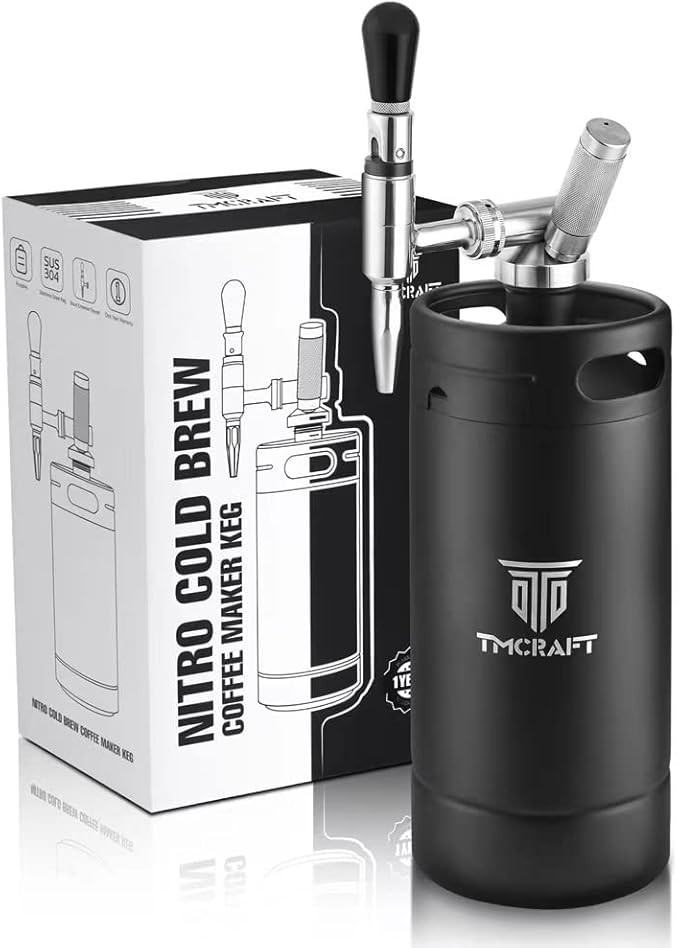 TMCRAFT 128oz Nitro Cold Brew Coffee Maker, Home Brew Coffee Keg with Stainless Steel Stout Creamer Faucet & Pressure Relieving Valve