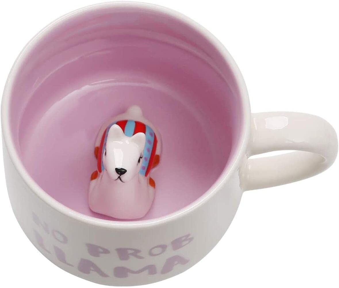 Szoyeay Alpaca Ceramic Cup Hidden 3D Animal Inside Mug (Alpaca)