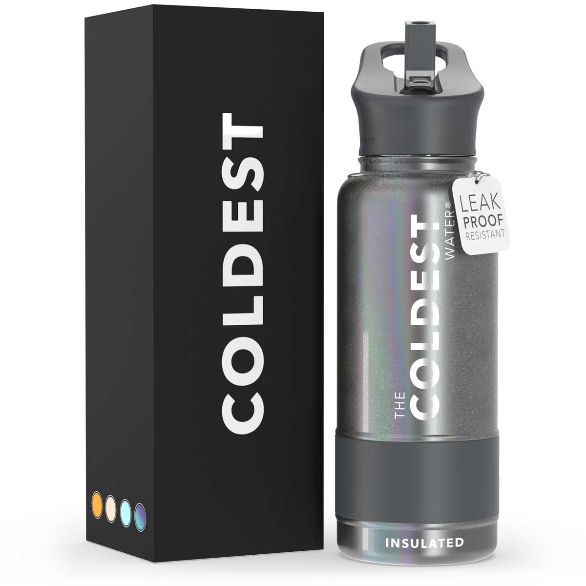 Coldest Insulated Water Bottle with Straw Lid - Stainless Steel Metal Insulated Bottle for Men & Women (Stardust Glitter, 32 oz)