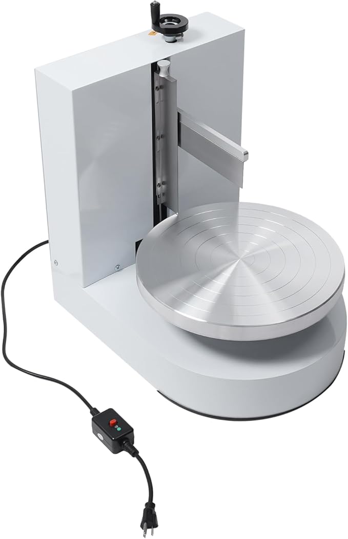 Cake Decorating Machine, 200W Electric Cake Cream Spreading Coating Machine with Adjustable Scraper, Turntable Cake Frosting Smoother, for 4-12in Cake, 60-320RPM (White)