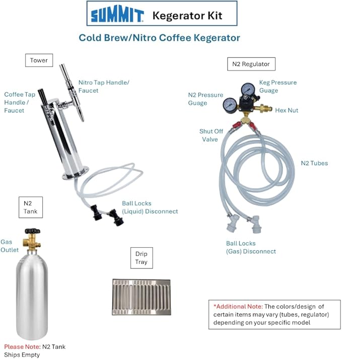Summit Appliance 24" Wide Beer Kegerator/Refrigerator Combo, Two 1/6 Sixtel Kegs, Black Interior, Caster Wheels, Residential/Commercial Use (RHD, Nitro Coffee)