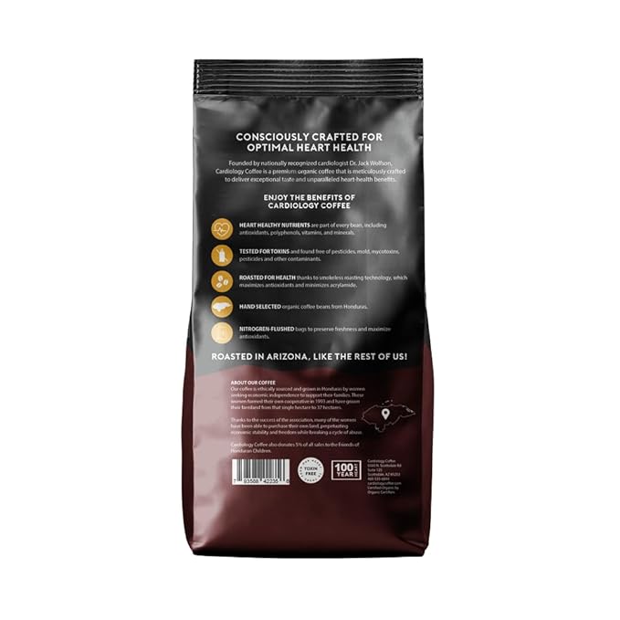 Cardiology Coffee – Whole Bean Coffee – USDA Certified Mold-Free 12oz Premium Light Roast Organic Coffee Beans with Antioxidant Benefits – Perfect for Heart Healthy Lifestyle