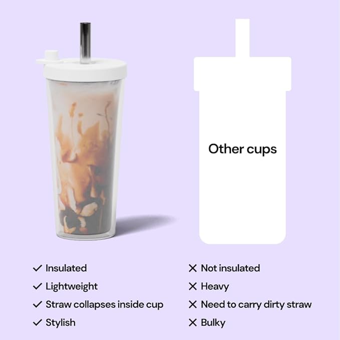 Dodoko Reusable Boba Cup and Straw Boba Tea Cup Bubble Tea Cup Reusable Iced Coffee Cup Cold Coffee Cup Smoothie Cup with Lid and Straw Smoothie Cup to go Smoothie Tumbler 17 oz - Night Black