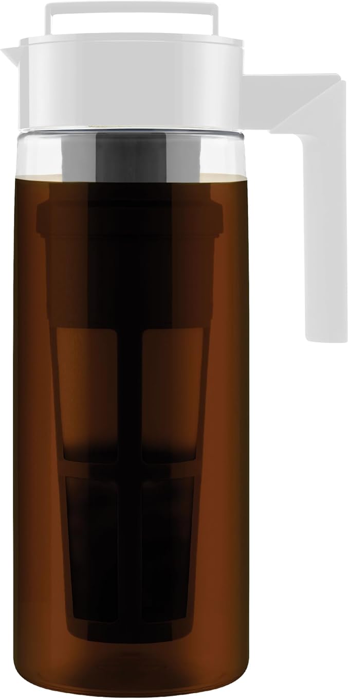 Takeya Deluxe Cold Brew Coffee Maker - BPA-Free Tritan Pitcher with Airtight Leakproof Lid, Silicone Grip Handle, Fine-Mesh Filter - Shatter-Proof, Dishwasher Safe
