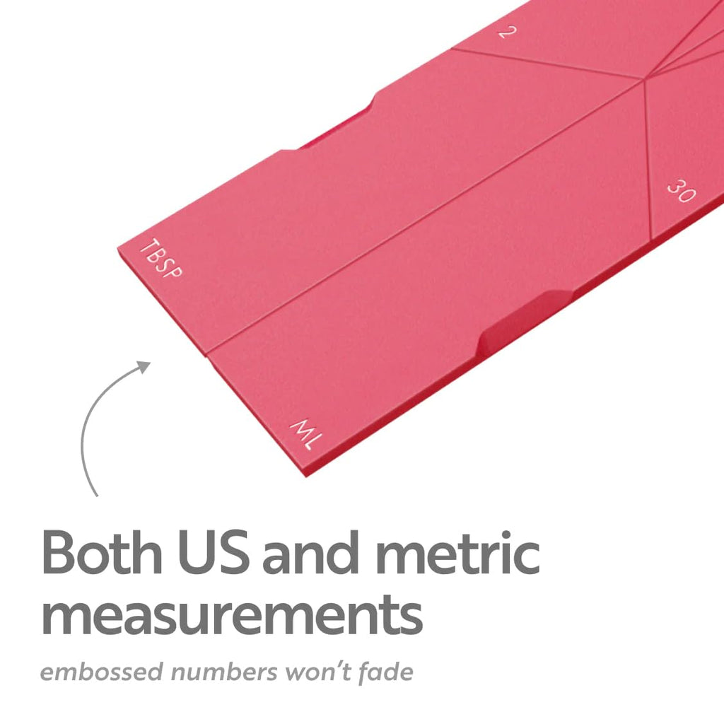 POLYGONS - Original Flat 3-in-1 Folding Measuring Spoons | 2 Spoons fold into 6 Sizes | Magnetic | DuraBend Tech lasts 100k+ folds | LeakProof for Wet & Dry | Gift Packaging | Baking/Cooking (Pink)