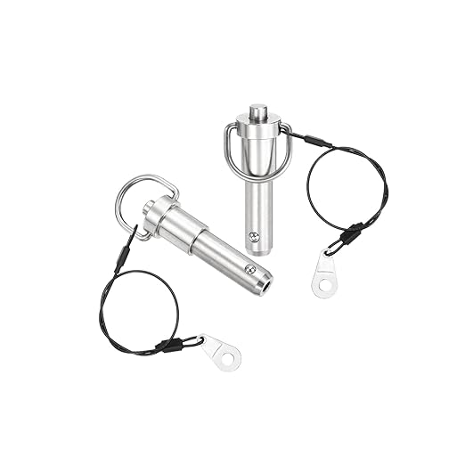 uxcell 1 Pcs Quick Release Pin, 1/2" x 1"(Dia. x L) Push-Button Ball Locking Pin 304 Stainless Steel Ring Handle Locking Pin with Wire for Audio Bimini Top Marine, Silver