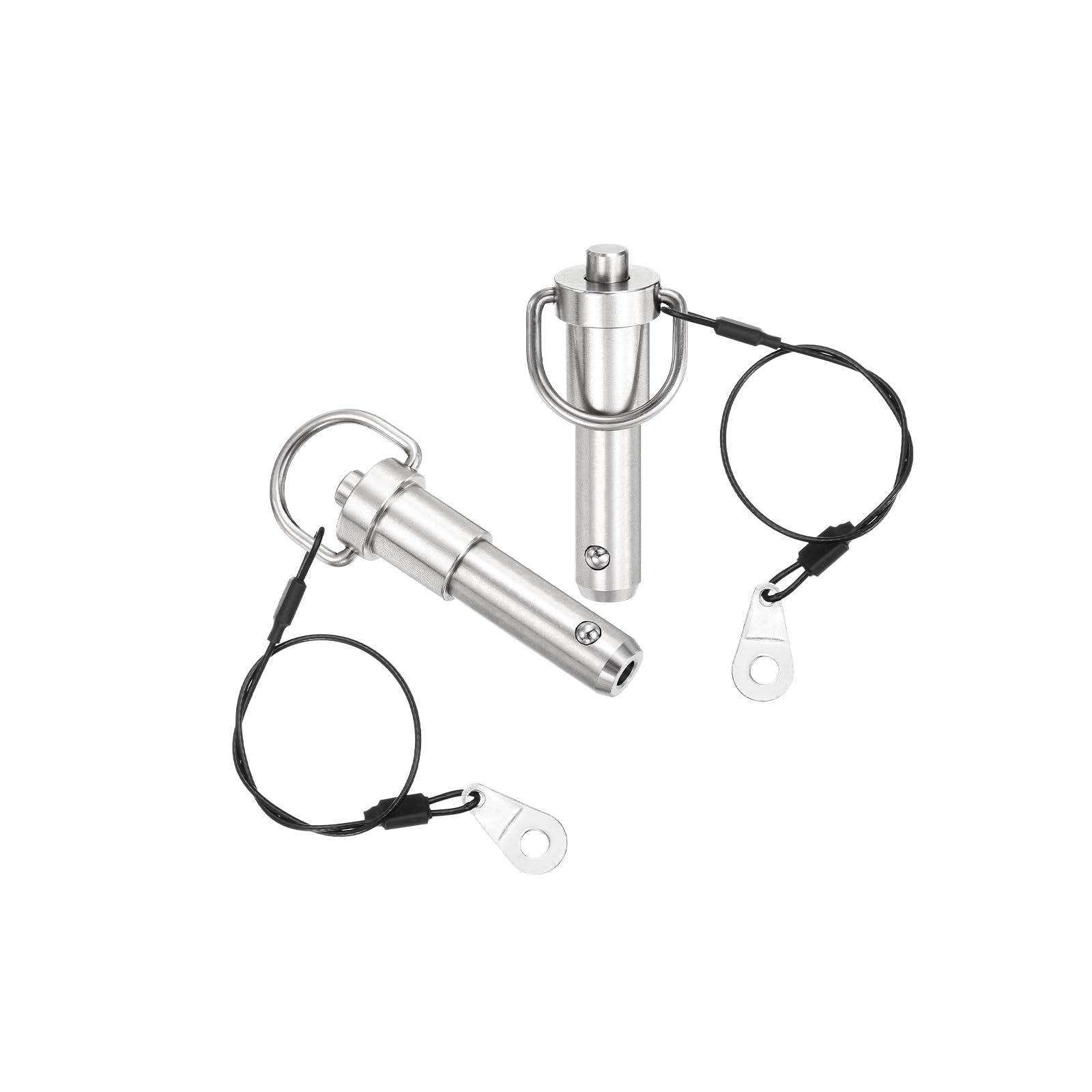 uxcell 1 Pcs Quick Release Pin, 1/2" x 1"(Dia. x L) Push-Button Ball Locking Pin 304 Stainless Steel Ring Handle Locking Pin with Wire for Audio Bimini Top Marine, Silver
