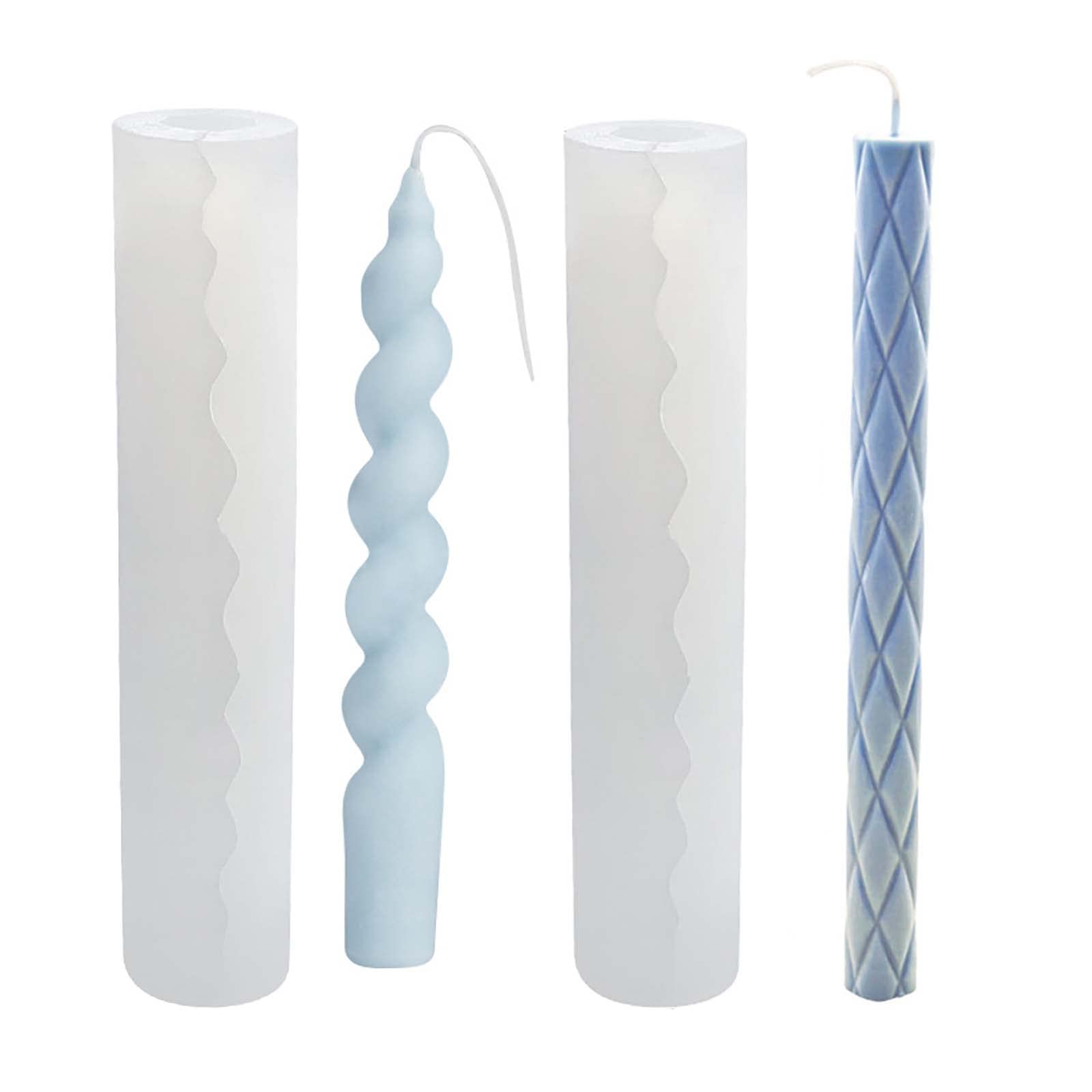 2 Pack Diamond Cylinder Twist Candle Mold - Silicone Mold for Cake Decoration, Round Shape Soap, Flower Fondant, and Resin