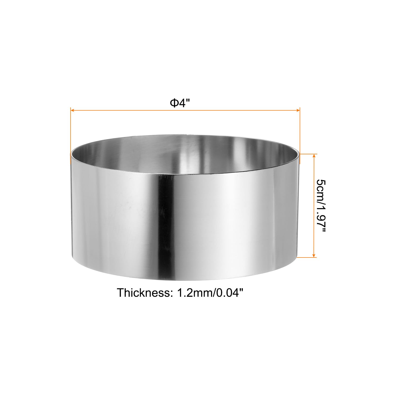 HARFINGTON Round Cake Ring 4 x 2 Inch Seamless Stainless Steel Pastry Mousse Dessert Ring Mirror Coating for Baking Cooking Making Tool