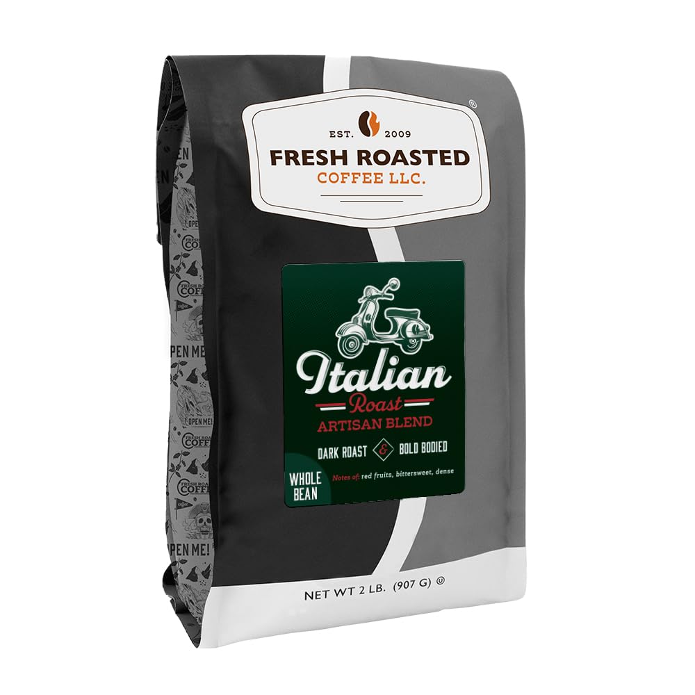 Fresh Roasted Coffee, Italian Roast Whole Bean Coffee, Dark Roast, Kosher, 2 lb (32 oz)