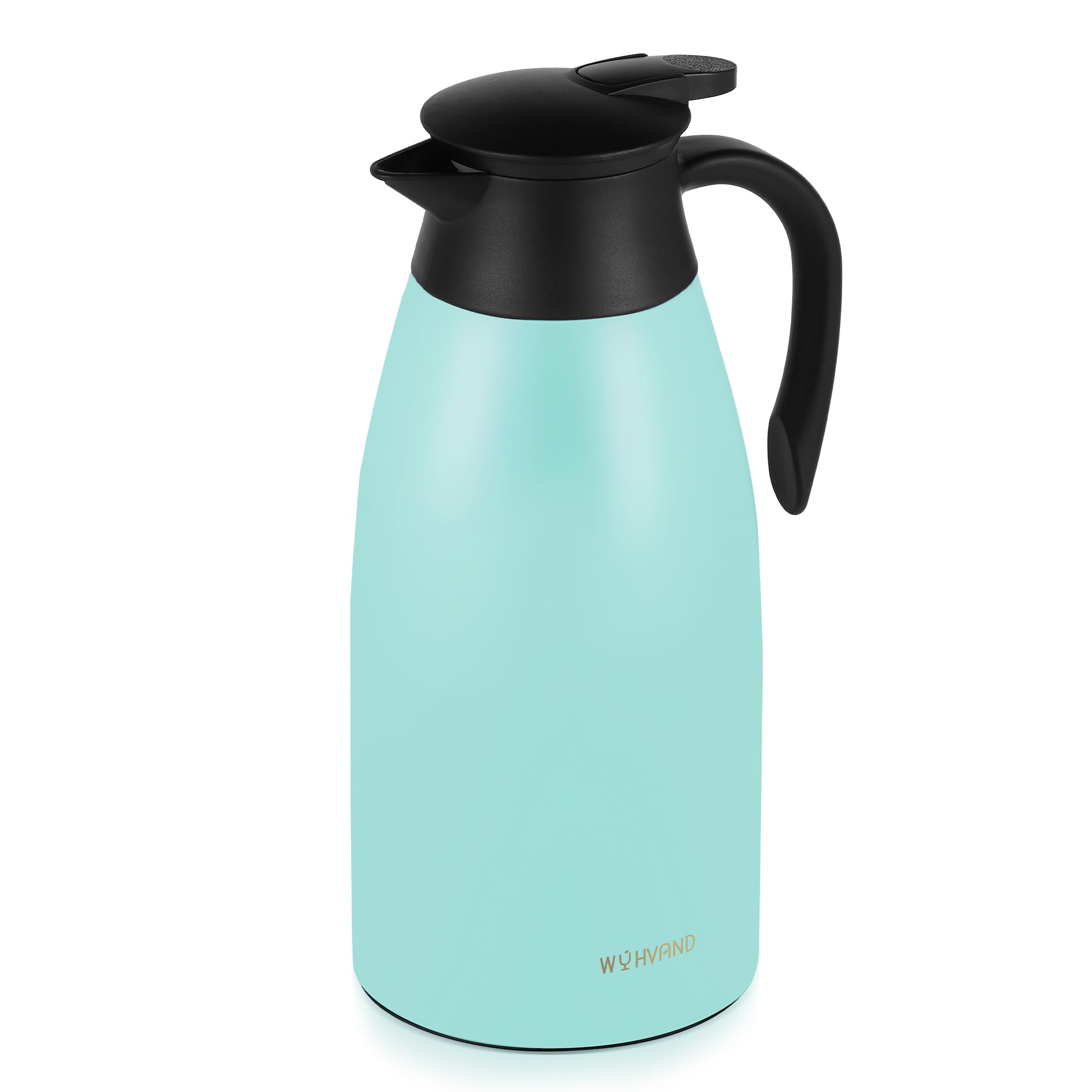 WYHVAND Thermal Coffee Carafe, 68 oz, Leakproof Push-Button Lid, Blue