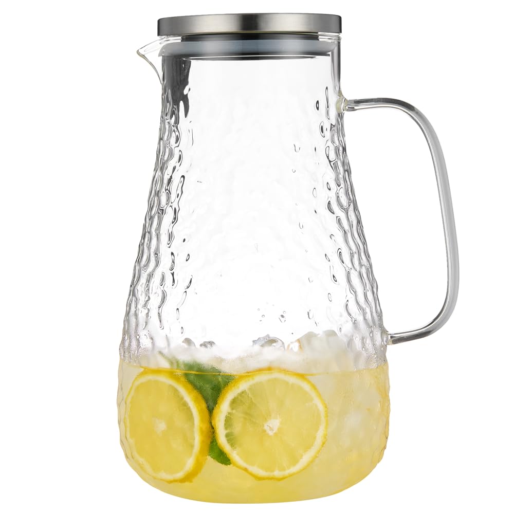 Karafu 78 Oz Glass Pitcher with Handle and Lid, Iced Tea Water Carafe