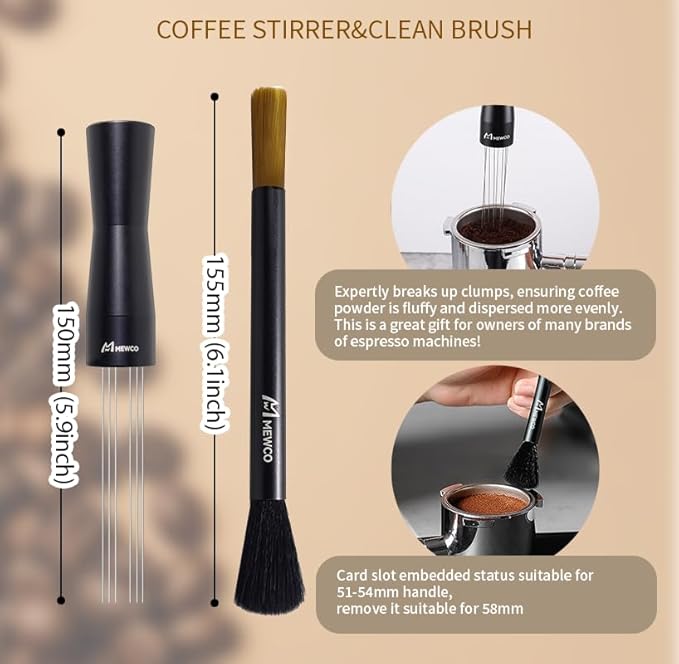 7 Pack Espresso Tamper Station&Coffee Distributor Tamper&Espresso WDT Stirrer&Coffee Tamping&Brush&Coffee Dosing Funnel&Espresso Puck Screen, Espresso Accessories for Bar Home Office (54 mm)