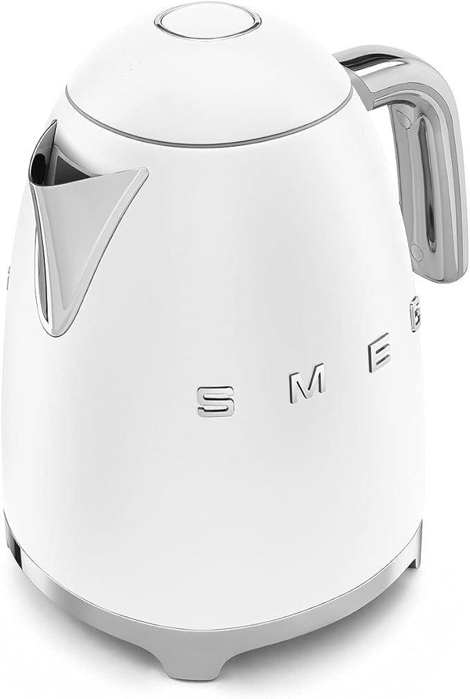 SMEG 50's Retro Style 7 Cup Electric Water Kettle with Automatic Shutoff, Removable Base, and Water Indicator, KLF03WHUS, White
