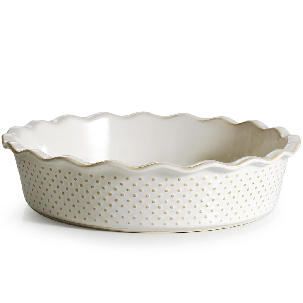 getstar Ceramic Deep Pie Pan, 9 inch Pie Dish for Baking, Non-Stick, Oven & Dishwasher Safe, Farmhouse Decor Quiche Baking Dish, Pie Plate, Deep Dish Pie Pan