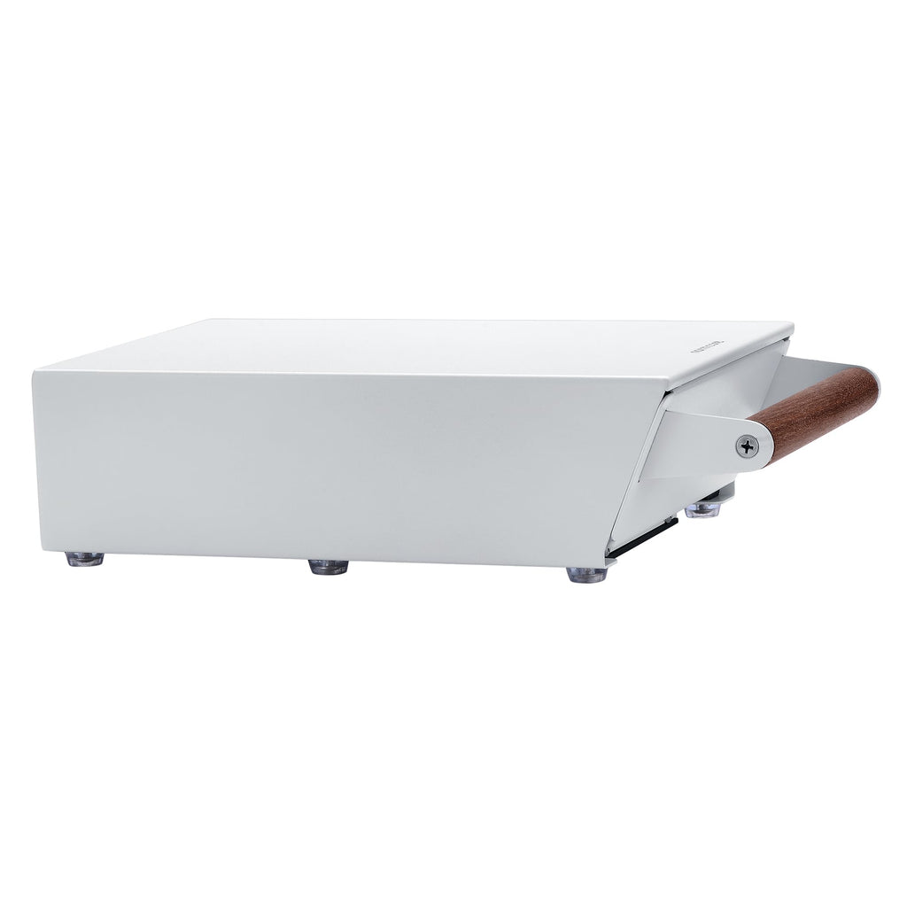 Normcore Espresso Knock Box Drawer, Coffee Knock Box with Walnut Handle, Espresso Dump Bin Separation And Detachable, 304 Stainless Steel, Size: M, Matte White