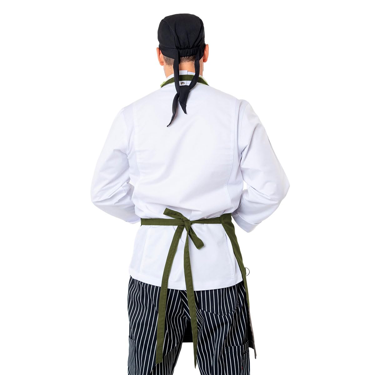Bravo Business Wear | Green Verona Gabardine Apron – Design for Men and women with neck adjuster, Anti-lint fabric with large pockets. For kitchen work, Chef.