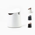 CREMA Coffee Products Arc Knock Box | Holds 12–16 Espresso Pucks | Durable Stain Resistant Build with Non Slip Base | Easy Clean Up Moisture Control | White Base & White Plastic Lid