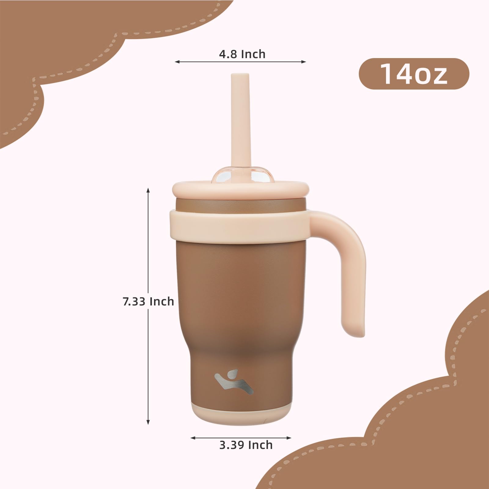 Konokyo 14 oz Tumbler with Handle and Straw, Insulated Travel Mug