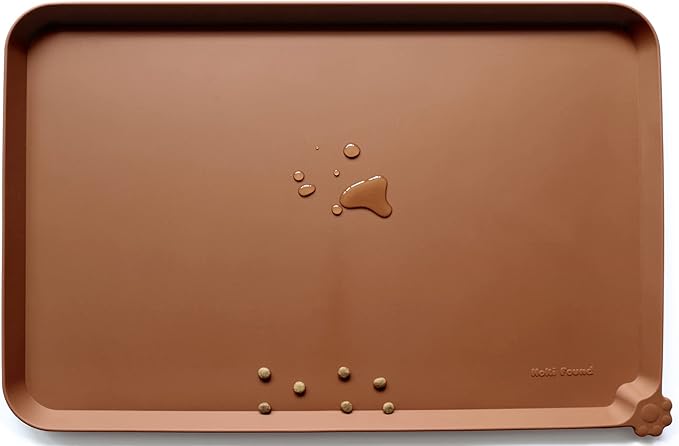 Hoki Found XX-Large Silicone Pet Feeding Mats - Non Slip Cat Dog Bowl Mats - Waterproof for Carpet - Dark Olive — 19" x 12"