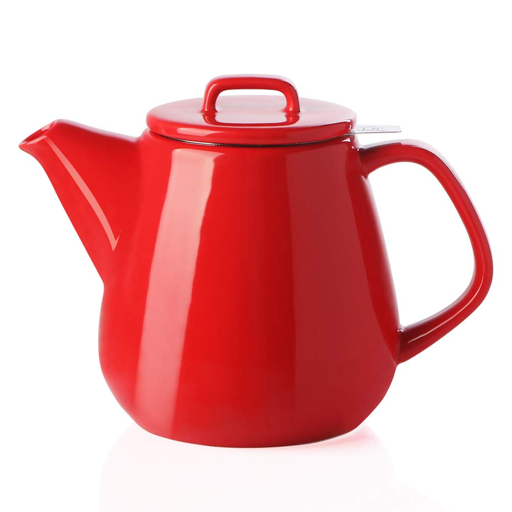 Sweejar 40oz Tea pot with Removable Stainless Steel Infuser,Dishwasher Safe Tea Pots for Loose Tea,Tea Pots with Infuser for Chrismas Women Gift (Red)