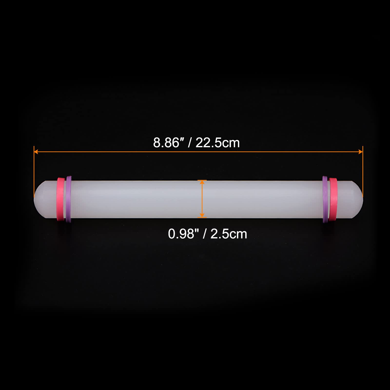HARFINGTON 2pcs Fondant Rolling Pin 9 Inch x 0.98 Inch Adjustable Guide Rings Non-Stick PP Plastic Fondant Roller Dough Roller Kitchen Decorating Tools for Cookie Pastry Pizza Clay
