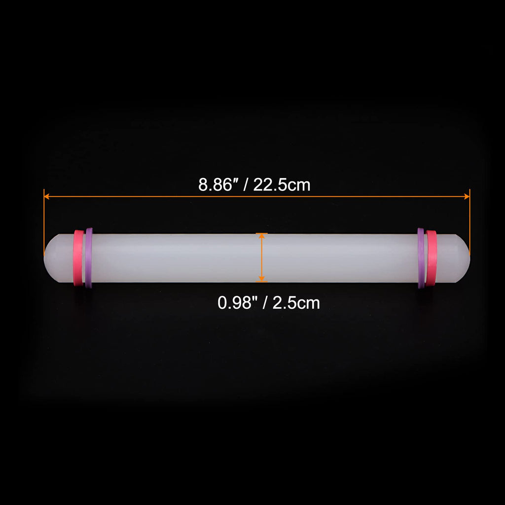 HARFINGTON 2pcs Fondant Rolling Pin 9 Inch x 0.98 Inch Adjustable Guide Rings Non-Stick PP Plastic Fondant Roller Dough Roller Kitchen Decorating Tools for Cookie Pastry Pizza Clay