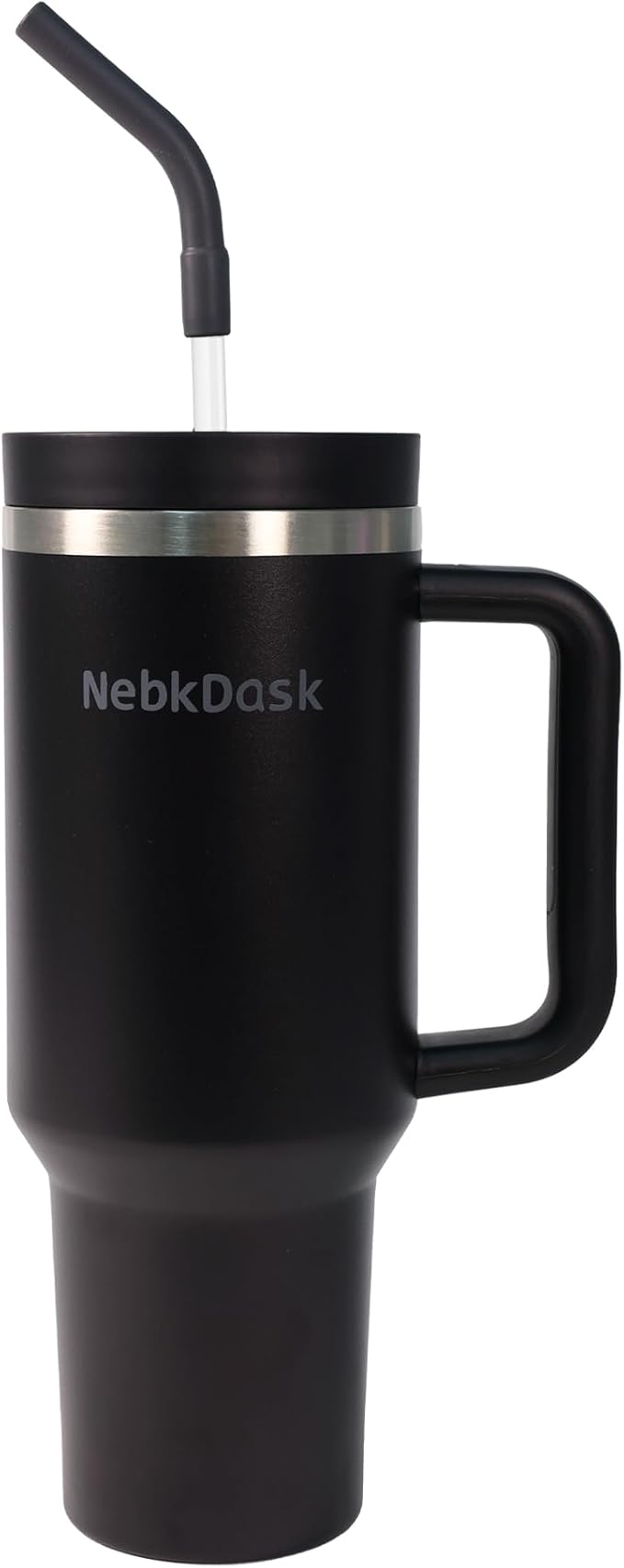 NebkDask 40 oz Tumbler with Handle and Straw - Insulated Stainless Steel Travel Mug, Cup Holder Friendly Water Bottle Extra Large Double Wall Coffee Thermos,Dishwasher Safe,BPA Free(Cream White)