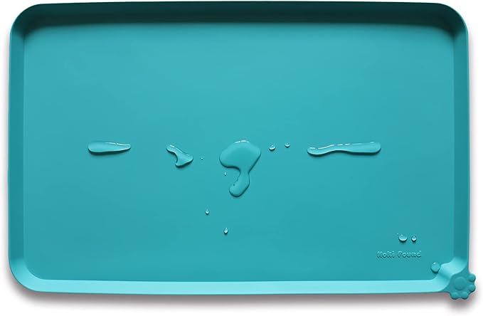 Hoki Found XX-Large Silicone Pet Feeding Mats - Non Slip Cat Dog Bowl Mats - Waterproof for Carpet - Dark Olive — 22" x 14"