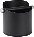 Large Size Coffee Knock Box, Espresso Knock Box Stainless Steel Espresso Machine Accessories with Removable Knock Bar and Non-Slip Base Coffee Grounds Container Bin (Black)