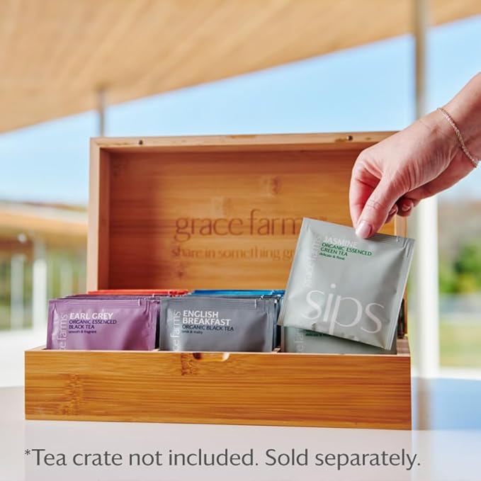 Grace Farms Tea Variety 108 Count Envelopes | Black, Green, and Herbal Individually Wrapped Tea Bags (6 flavors × 18 each) | Fair Trade, USDA Organic, Kosher Tea Variety Pack