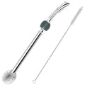 Reusable Bombilla Yerba Mate Straw - Stainless Steel Removable Spoon Style Filter with a Beautiful Bead - Metal Straw for Drinking Loose Leaf Tea - Includes Cleaning Brush(Blue)