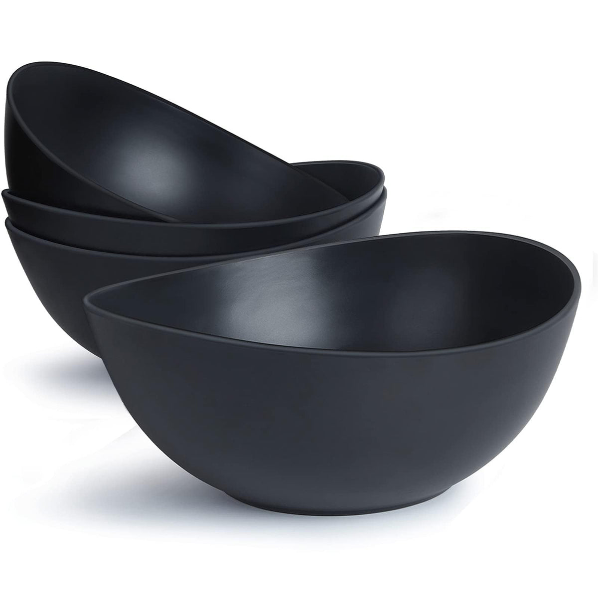 6.2'' Bamboo Fiber Cereal Bows Set of 6, Soup Bowls 24 Oz for Serving Salad, Snack, Side Dishes, Modern Oval Lightweight Bowls for Breakfast, Lunch and Dinner, Dishwasher and Freezer Safe(Matte White)