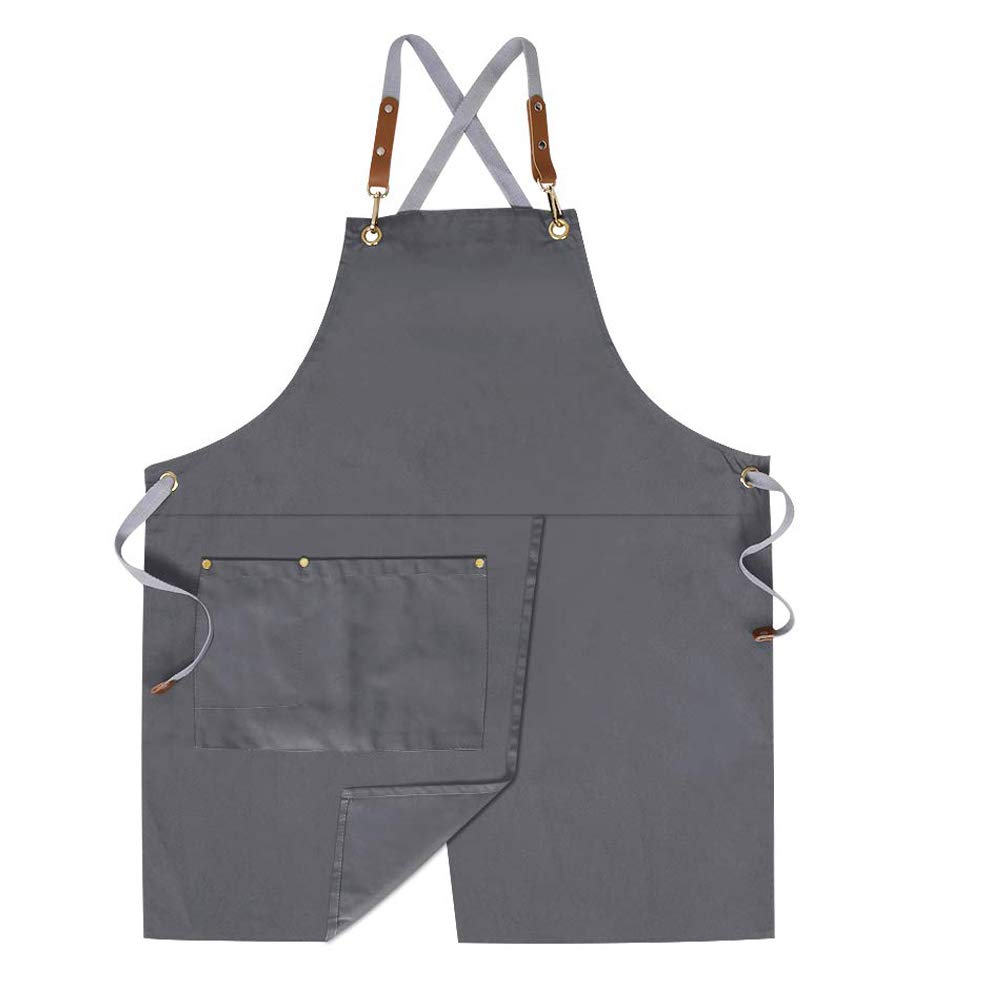 Crossback Apron with Pockets x2,Split Apron with Adjustable Straps,M-XXL
