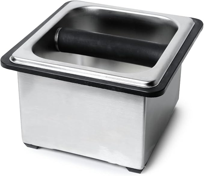 Rattleware Stainless Steel Knock Box Set, Medium Espresso Grounds Bin