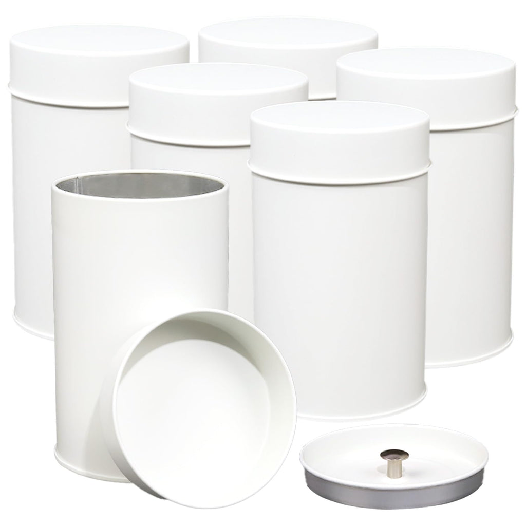 Wuqoioo Tea Canister, 6 Pack Tea Tin Loose Leaf Tea Storage Tea Tins For Loose Tea, Tea Storage Loose Leaf Metal Tea Tin Canister For Loose Tea Storage Coffee Sugar Candy Herbs And Spices (White)