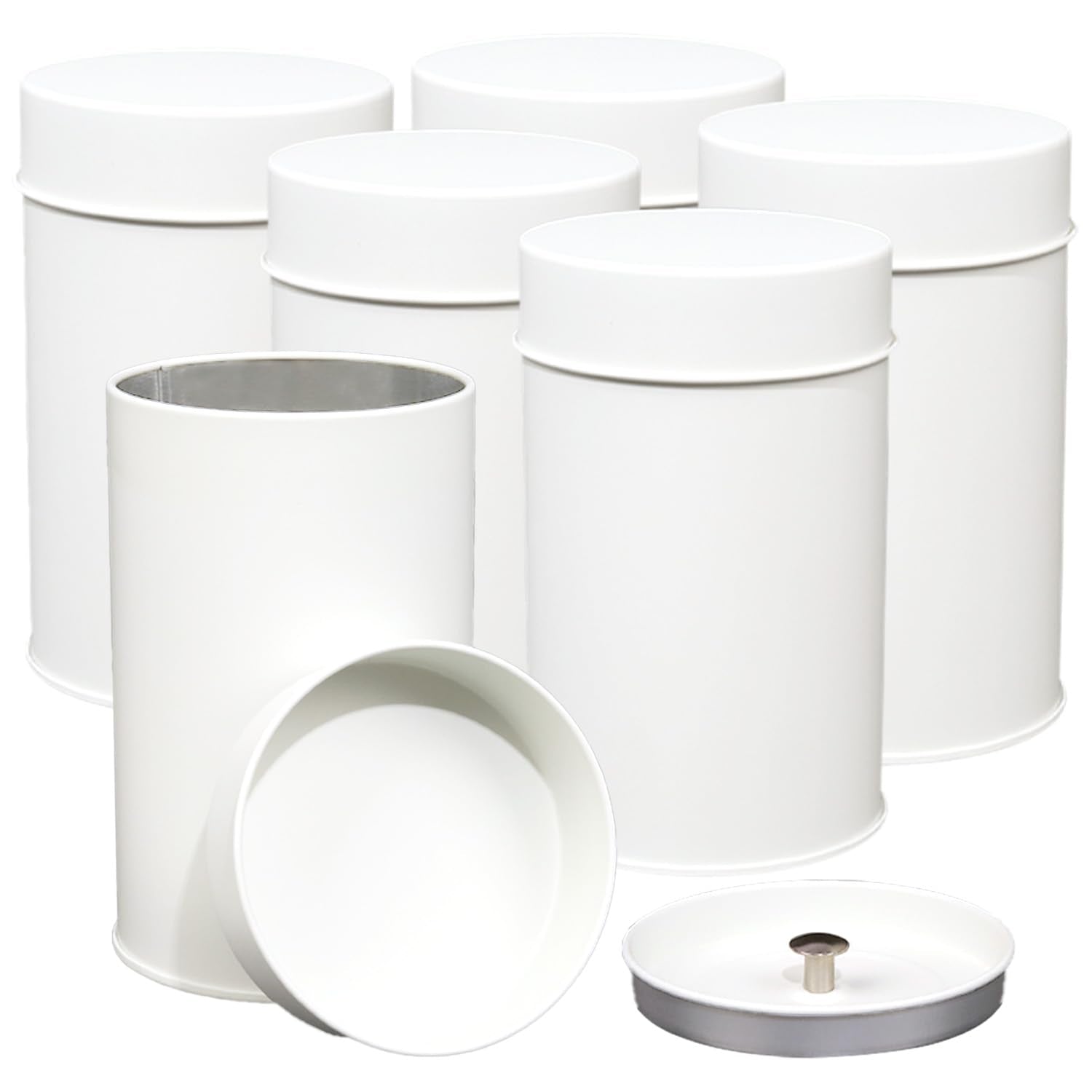 Wuqoioo Tea Canister, 6 Pack Tea Tin Loose Leaf Tea Storage Tea Tins For Loose Tea, Tea Storage Loose Leaf Metal Tea Tin Canister For Loose Tea Storage Coffee Sugar Candy Herbs And Spices (White)
